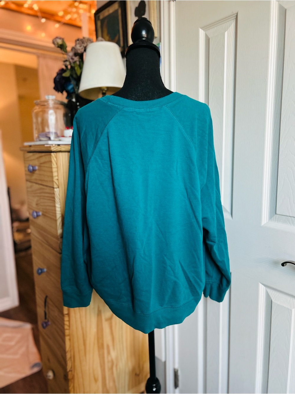 Originality Dry Goods teal long sleeve crewneck pullover sweatshirt - Picture 3 of 5
